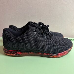 NOBULL Black Knit Trainer with Red-Orange Marbled Sole